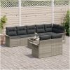 9-delars trädgårdsoffasats med kuddar Grå Poly Rattan vidaXL 55 x 55 x 37 cm – miniatyr 3