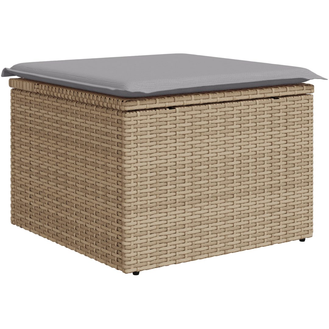 9-delars trädgårdsoffaset i beige polyrotting och akacia vidaXL 55 x 55 x 37 cm – bild 7