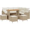 9-delars trädgårdsoffaset med kuddar Beige Poly Rattan Akacia vidaXL Stor – miniatyr 2
