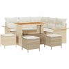 9-delars trädgårdsoffaset med kuddar Beige Poly Rotting Akacia vidaXL Stor – miniatyr 2