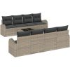 9 Delars Trädgårdsoffaset med Kuddar Grå Poly Rattan vidaXL Justerbar, modulär – miniatyr 2