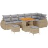 9 Delars Trädgårdsoffaset med Kuddar i Beige Poly Rattan Akacia vidaXL Standard – miniatyr 2