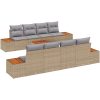 9-delars trädgårdsoffaset med kuddar i beige poly rattan och akacia vidaXL 55 x 55 x 37 cm – miniatyr 2