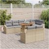 9-delars trädgårdsoffaset med kuddar i beige poly rattan. vidaXL 100 x 55 x 73 cm – miniatyr 3