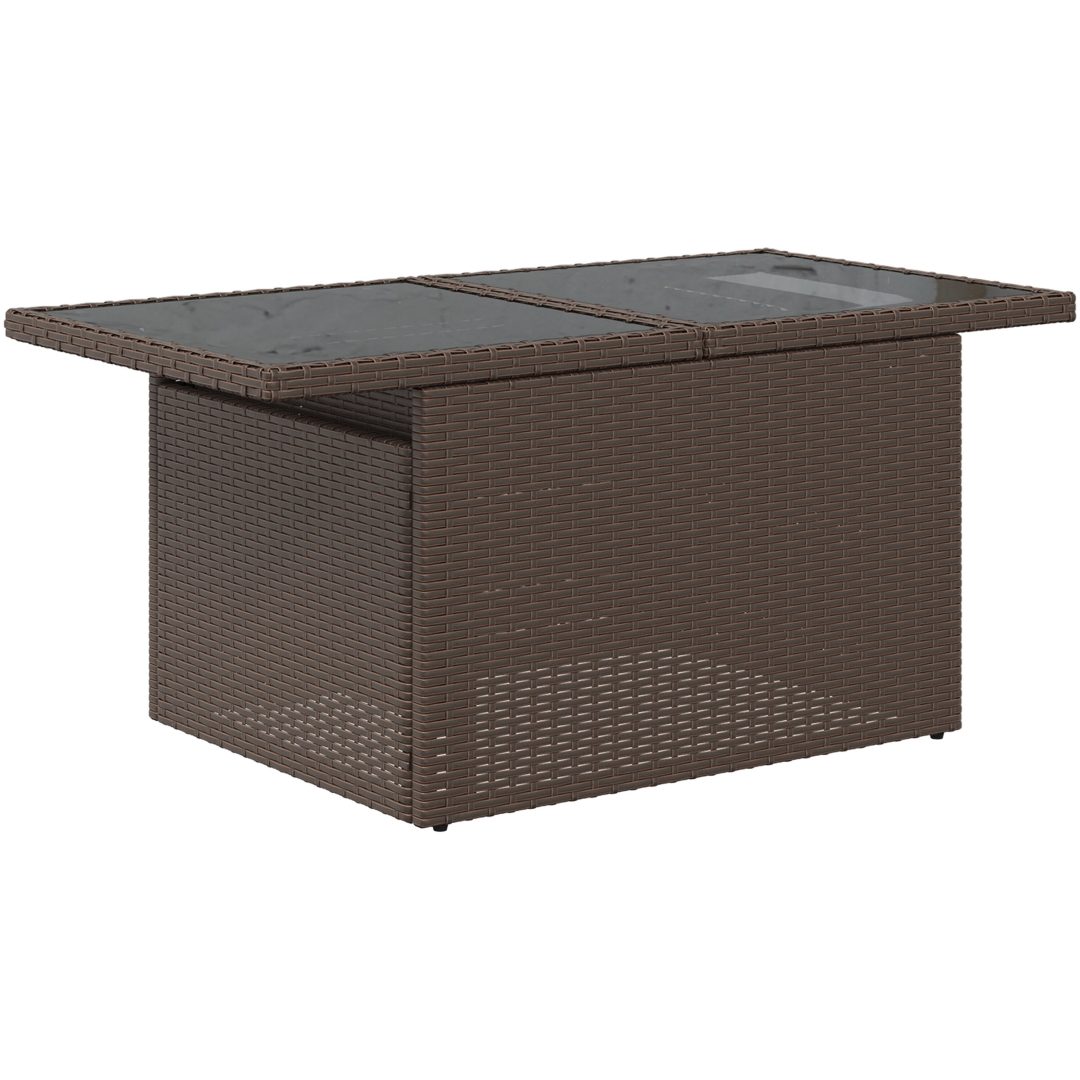 9-delars trädgårdsoffaset med kuddar i brun polyrotting vidaXL 100 x 55 x 73 cm – bild 6