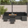 9-delars Trädgårdsoffaset med Kuddar Svart Poly Rattan Akacia vidaXL Medium – miniatyr 3
