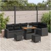 9-delars Trädgårdsoffaset med Kuddar Svart Poly Rattan Akacia vidaXL Medium – miniatyr 1