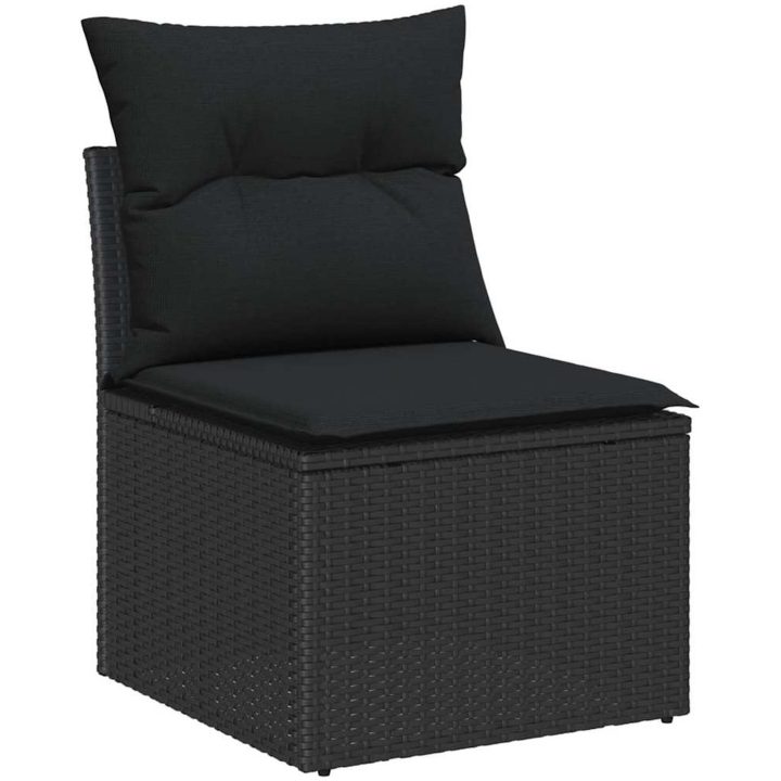 9 Delars Trädgårdsoffaset med Kuddar Svart Poly Rattan Akacia vidaXL Stor – bild 4