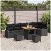 9 Delars Trädgårdsoffaset med Kuddar Svart Poly Rattan Akacia vidaXL Stor – miniatyr 1