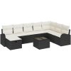 9-delars trädgårdsoffaset med kuddar svart poly rotting vidaXL 289 x 179 x 85 cm – miniatyr 2