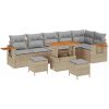 9-delars trädgårdsoffasett med kuddar beige poly-rattan akacia vidaXL Stor – miniatyr 2