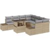 9 Delars Trädgårdsofformation med Kuddar Beige Poly Rattan vidaXL 100 x 55 x 73 cm – miniatyr 2