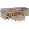 9 Delars Trädgårdsoffset med Kuddar Beige Konstrotting Akacia vidaXL Stor – miniatyr 2