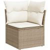 9-delars Trädgårdsoffset med Kuddar Beige Poly Rattan Akaci vidaXL Stor – miniatyr 7