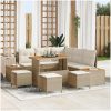 9-delars Trädgårdsoffset med Kuddar Beige Poly Rattan Akaci vidaXL Stor – miniatyr 1