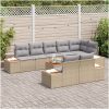 9-delars trädgårdsoffset med kuddar - beige poly rattan och akacia vidaXL 55 x 55 x 37 cm – miniatyr 3