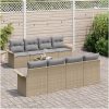 9-delars trädgårdsoffset med kuddar Beige Poly Rattan vidaXL 55 x 55 x 37 cm – miniatyr 3