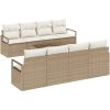 9 Delars Trädgårdsoffset Med Kuddar Beige Poly Rattan vidaXL Stor – miniatyr 2