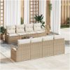 9 Delars Trädgårdsoffset Med Kuddar Beige Poly Rattan vidaXL Stor – miniatyr 1