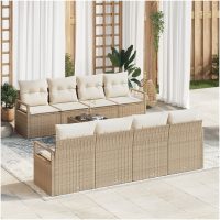 9 Delars Trädgårdsoffset Med Kuddar Beige Poly Rattan vidaXL