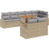 9-delars trädgårdsoffset med kuddar beige poly rotting vidaXL Stor – miniatyr 2
