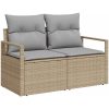 9-delars trädgårdsoffset med kuddar Beige Poly Rottning Akacia vidaXL Stor – miniatyr 4