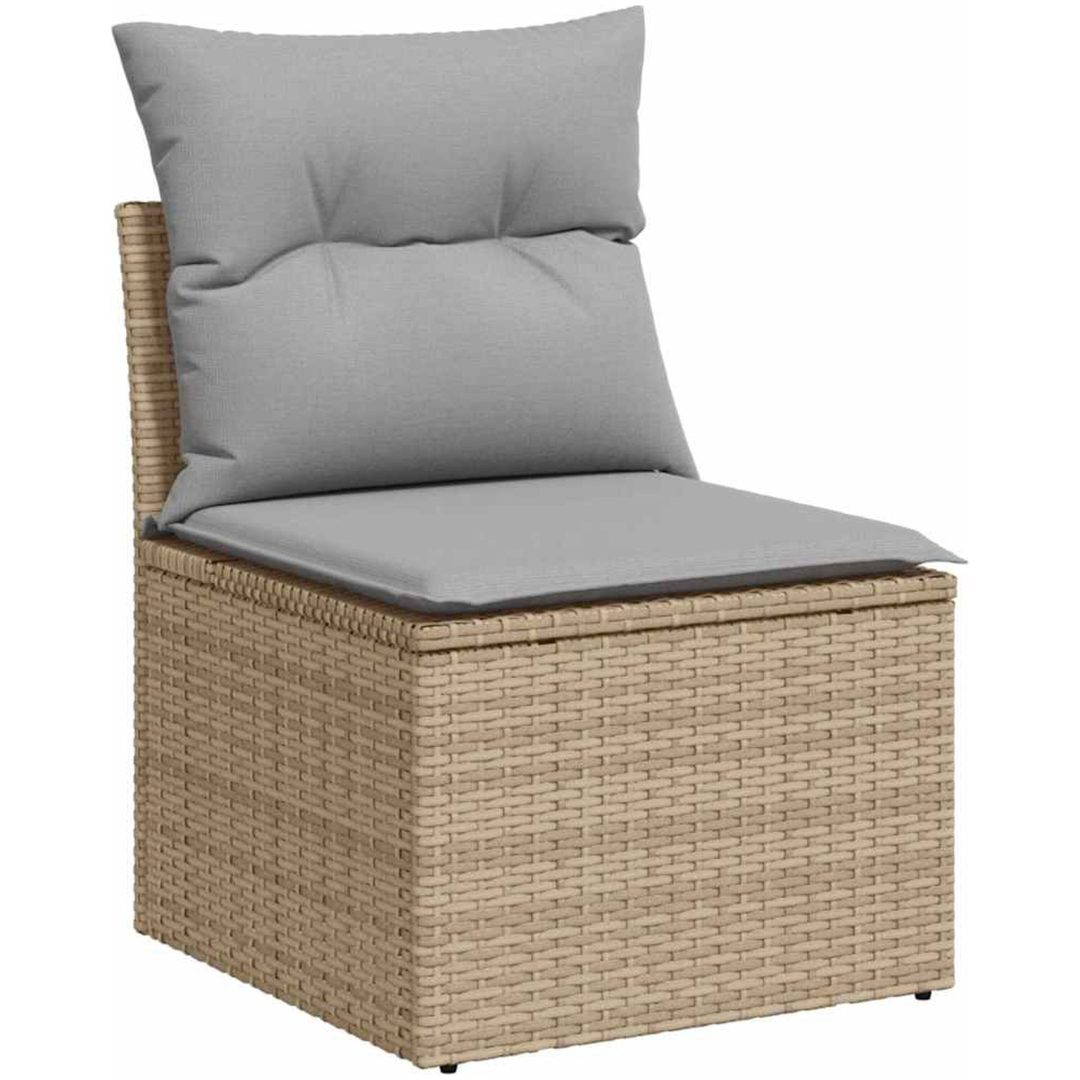 9 Delars Trädgårdsoffset med Kuddar Beige Poly Rottong Akacia vidaXL Stor – bild 5