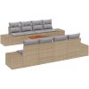 9-delars trädgårdsoffset med kuddar i beige poly rattan och akacia vidaXL 55 x 55 x 37 cm – miniatyr 2