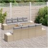 9-delars trädgårdsoffset med kuddar i beige poly rattan och akacia vidaXL 55 x 55 x 37 cm – miniatyr 3