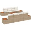 9-delars trädgårdsoffset med kuddar i beige poly-rattan och akacia. vidaXL 55 x 55 x 37 cm – miniatyr 2
