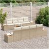 9-delars trädgårdsoffset med kuddar i beige poly-rattan och akacia. vidaXL 55 x 55 x 37 cm – miniatyr 3