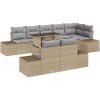 9 delars trädgårdsoffset med kuddar i beige poly rattan vidaXL 100 x 55 x 73 cm – miniatyr 2