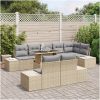 9 delars trädgårdsoffset med kuddar i beige poly rattan vidaXL 100 x 55 x 73 cm – miniatyr 3