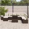 9-delars trädgårdsoffset med kuddar i brun poly-rattan vidaXL 100 x 55 x 73 cm – miniatyr 3