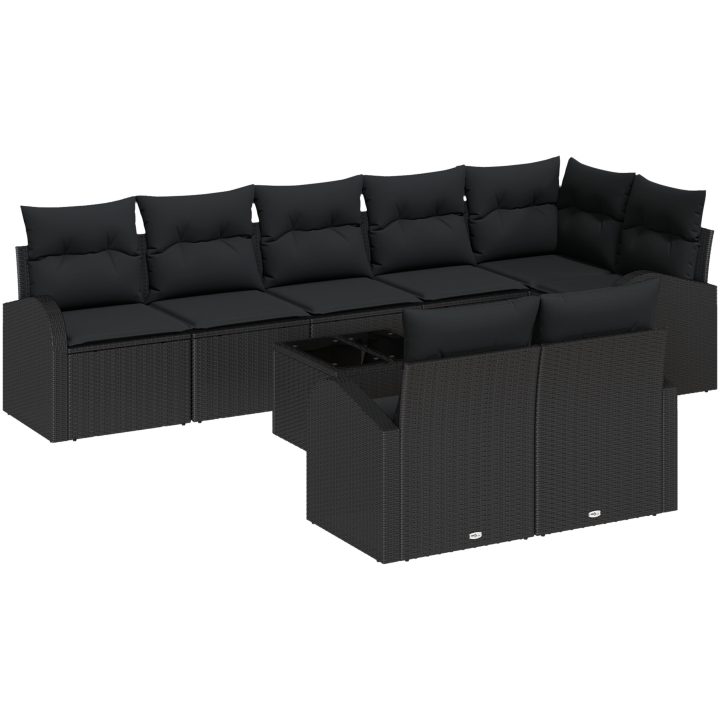 9-delars trädgårdsoffset med kuddar i gräddvit polyrotting vidaXL 289 x 124 x 85 cm – bild 2