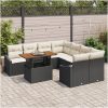 9-delars trädgårdsoffset med kuddar i svart poly rattan vidaXL 100 x 55 x 73 cm – miniatyr 3