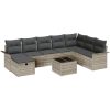 9 Delars Trädgårdsoffset med Kuddar Ljus Grå Poly Rattan vidaXL 297.5 x 187.5 x 85 cm – miniatyr 2