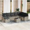 9 Delars Trädgårdsoffset med Kuddar Ljus Grå Poly Rattan vidaXL 297.5 x 187.5 x 85 cm – miniatyr 1