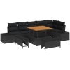 9 Delars Trädgårdsoffset med Kuddar Svart Poly Rattan Acacia vidaXL Stor – miniatyr 2