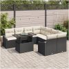 9-delars trädgårdsoffset med kuddar, svart poly rattan vidaXL 100 x 55 x 73 cm – miniatyr 3