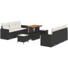 9-delars trädgårdsoffset med kuddar svart poly rotting akacia vidaXL Singel, 2 - Sits, 90 cm – miniatyr 2