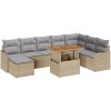 9 Delars Trädgårdsoffuppsättning med Kuddar Beige Poly Rattan Akacia vidaXL Stor – miniatyr 2
