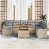 9 Delars Trädgårdsoffuppsättning med Kuddar Beige Poly Rattan Akacia vidaXL Stor – miniatyr 3