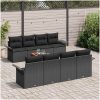 9-delars trädgårdsoffuppsättning med kuddar svart poly rattan akacia vidaXL 55 x 55 x 37 cm – miniatyr 3