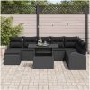 9 Delars Trädgårdsoffuppsättning med Kuddar Svart Poly Rattan vidaXL Stor – miniatyr 3