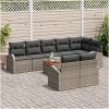 9 Delars Trädgårdsofsset med Dynor Grå Poly Rattan Akacia vidaXL 55 x 55 x 37 cm – miniatyr 3