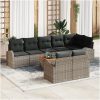 9 Delars Trädgårdsofsset med Dynor Grå Poly Rattan Akacia vidaXL 55 x 55 x 37 cm – miniatyr 1