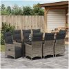 9 Delars Trädgårdsserveringsset med Kuddar i Grå Poly Rattan vidaXL 200 x 80 x 73 cm – miniatyr 4