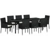 9-delars trädgårdsserveringsset med kuddar, svart poly rattan vidaXL 200 x 80 x 73 cm – miniatyr 2