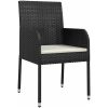 9-delars trädgårdsserveringsset med kuddar, svart poly rattan vidaXL 200 x 80 x 73 cm – miniatyr 5